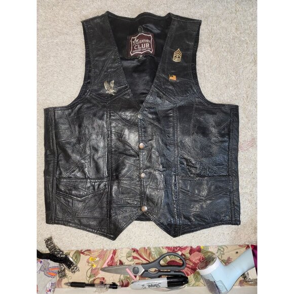 Leather Club Genuine Leather Vest Size 38 - Picture 1 of 6